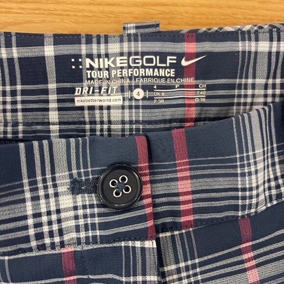 Nike Golf Tour Performance DRI-FIT Plaid Pants Size 4 Navy Pink White - Picture 7 of 9